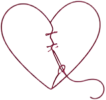 Line drawing of a mended heart